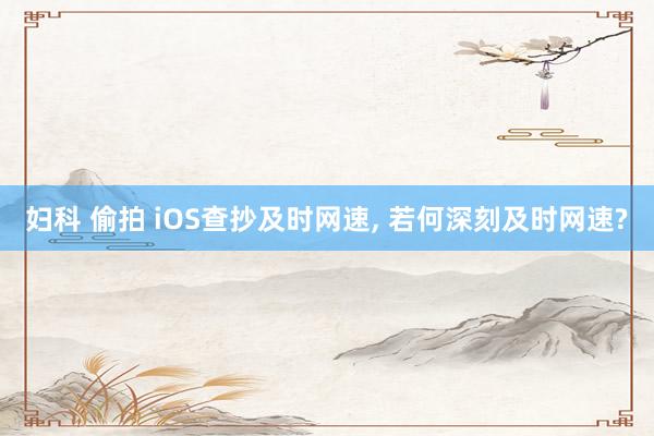 妇科 偷拍 iOS查抄及时网速， 若何深刻及时网速?