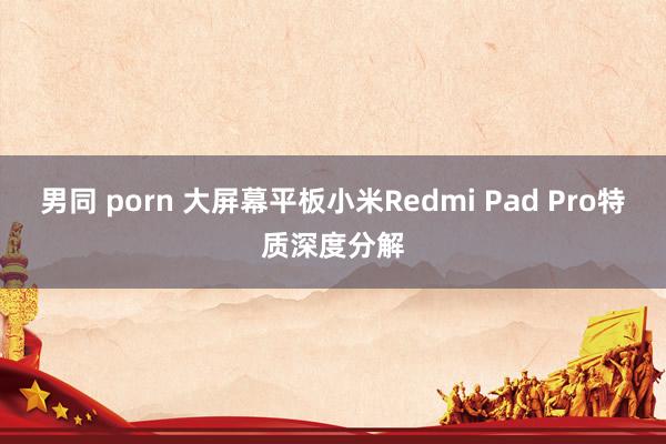 男同 porn 大屏幕平板小米Redmi Pad Pro特质深度分解