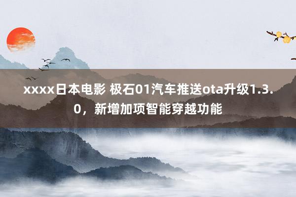 xxxx日本电影 极石01汽车推送ota升级1.3.0，新增加项智能穿越功能