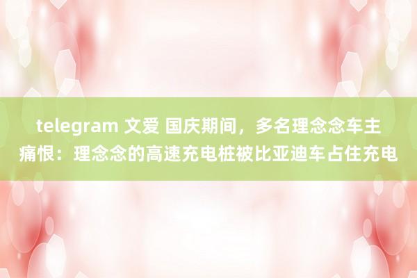 telegram 文爱 国庆期间，多名理念念车主痛恨：理念念的高速充电桩被比亚迪车占住充电