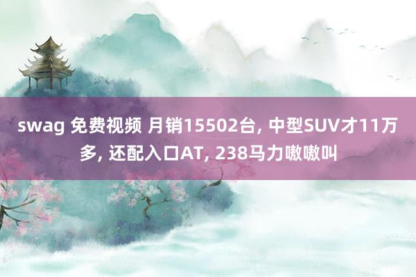 swag 免费视频 月销15502台， 中型SUV才11万多， 还配入口AT， 238马力嗷嗷叫