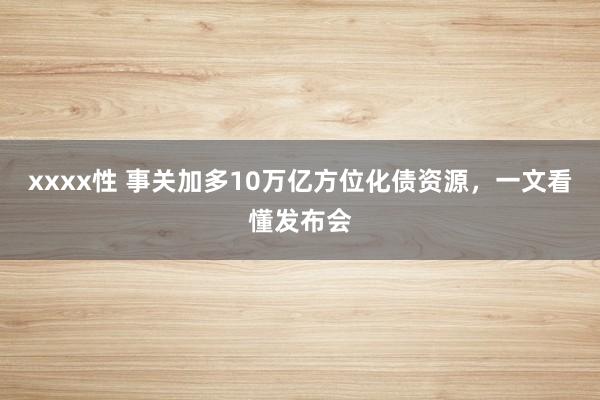 xxxx性 事关加多10万亿方位化债资源，一文看懂发布会