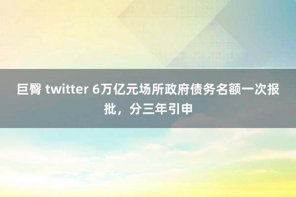 巨臀 twitter 6万亿元场所政府债务名额一次报批，分三年引申