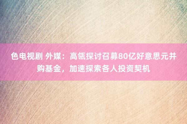 色电视剧 外媒：高瓴探讨召募80亿好意思元并购基金，加速探索各人投资契机