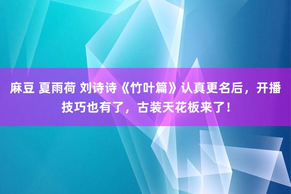 麻豆 夏雨荷 刘诗诗《竹叶篇》认真更名后，开播技巧也有了，古装天花板来了！