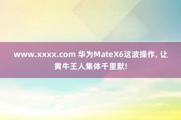 www.xxxx.com 华为MateX6这波操作， 让黄牛王人集体千里默!