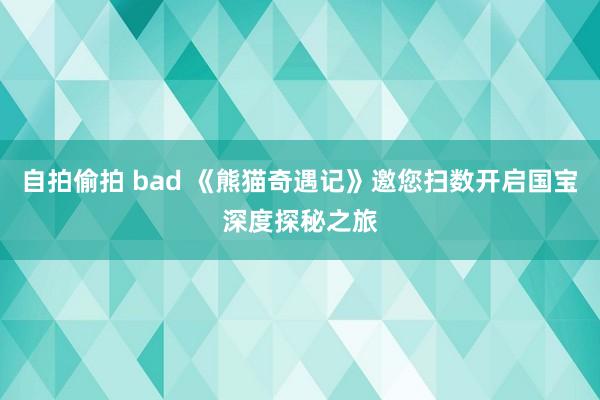 自拍偷拍 bad 《熊猫奇遇记》邀您扫数开启国宝深度探秘之旅