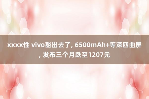 xxxx性 vivo豁出去了， 6500mAh+等深四曲屏， 发布三个月跌至1207元