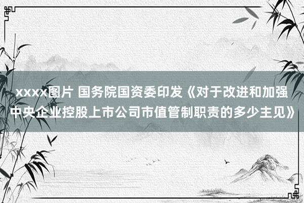 xxxx图片 国务院国资委印发《对于改进和加强中央企业控股上市公司市值管制职责的多少主见》