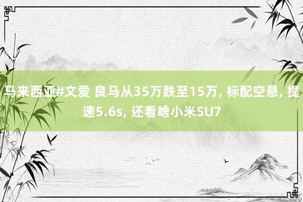 马来西亚#文爱 良马从35万跌至15万， 标配空悬， 提速5.6s， 还看啥小米SU7