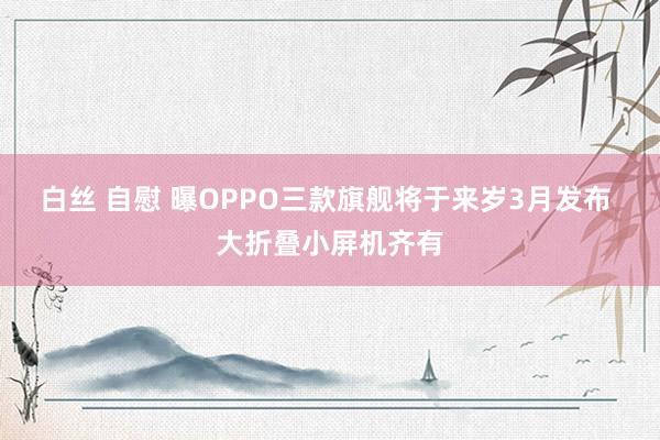 白丝 自慰 曝OPPO三款旗舰将于来岁3月发布 大折叠小屏机齐有