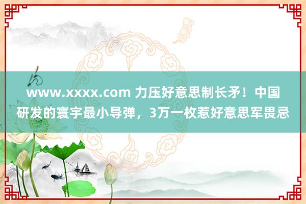 www.xxxx.com 力压好意思制长矛！中国研发的寰宇最小导弹，3万一枚惹好意思军畏忌