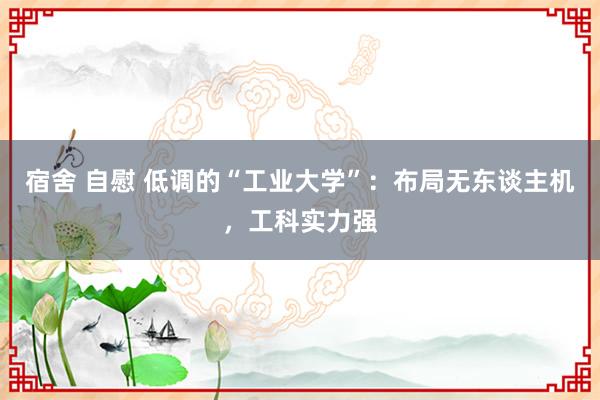 宿舍 自慰 低调的“工业大学”：布局无东谈主机，工科实力强